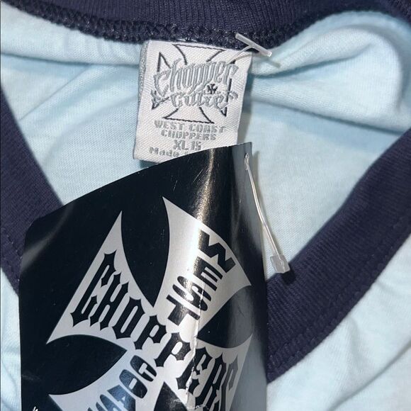 WEST COAST CHOPPERS Vintage Baby Blue Juniors/Youth Baby Doll T Shirt-NWT! - Picture 7 of 10